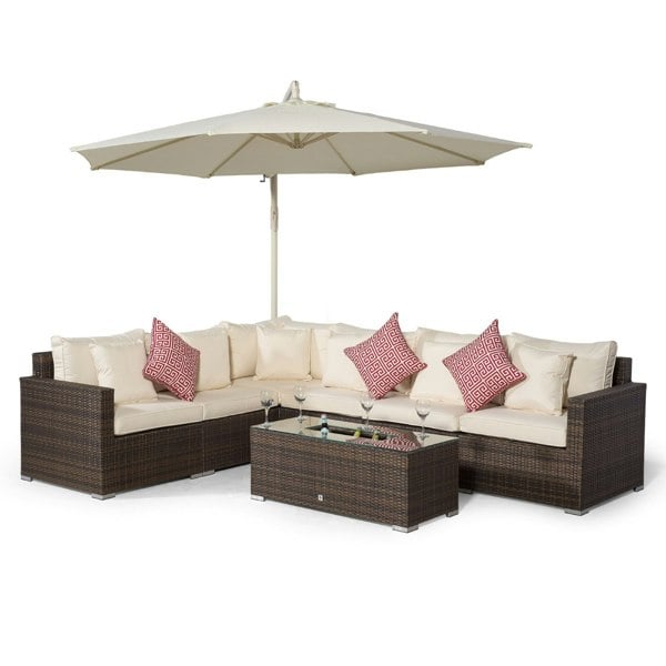 Giardino Havana 6 Seat Rattan Corner Sofa Set with Drinks Cooler Coffee Table