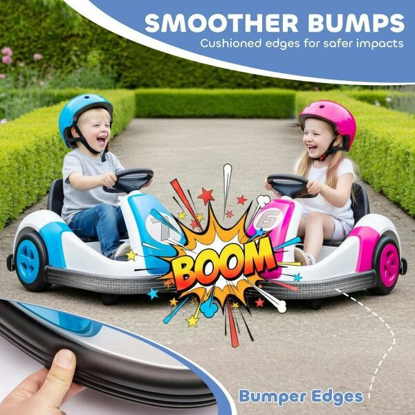 Kids Bumper Car with 360-Degree Rotation, 6V Electric Ride On Car with Music and Horn for 3-8 Years Old, Blue