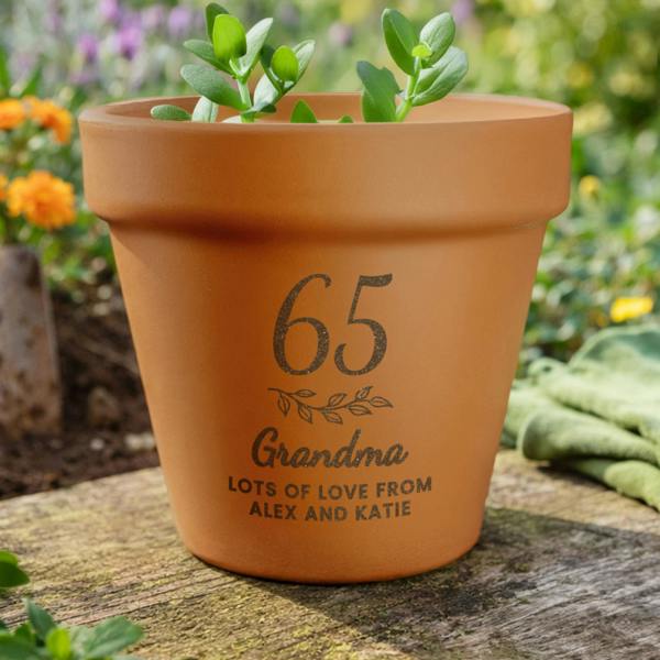 Abode Home & Gifts Personalised Big Age Terracotta Plant Pot