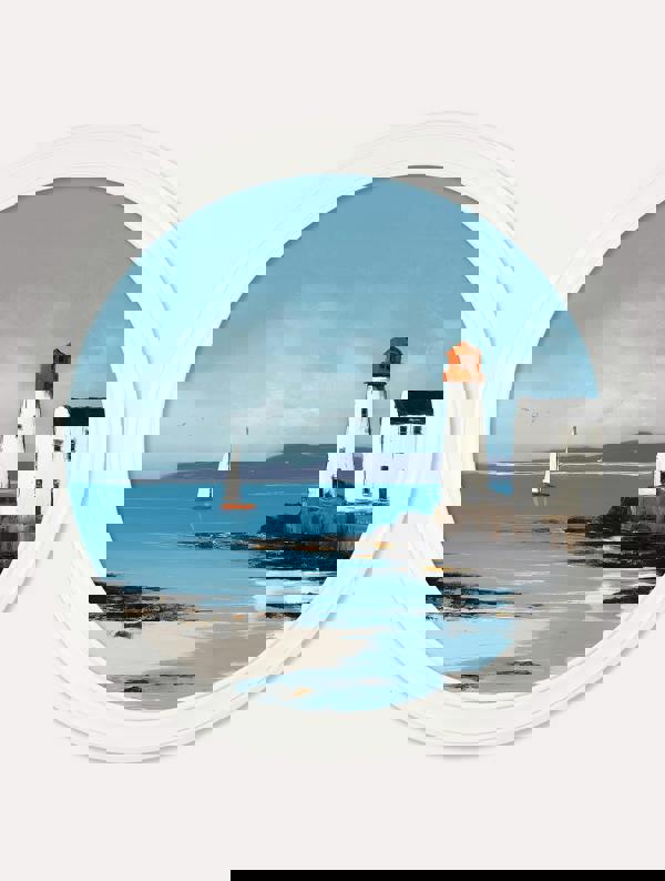 Exceptional Art The Coastal Lighthouse - Oxford Strong White round frame