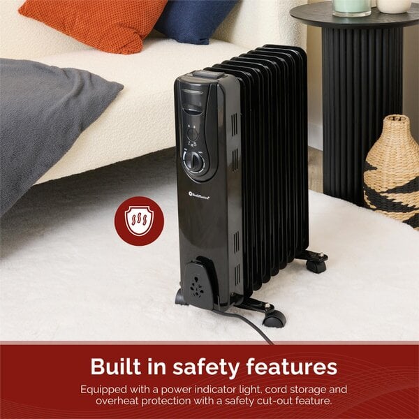 Rediffusion 9 Fin Oil Filled Radiator 2KW Black
