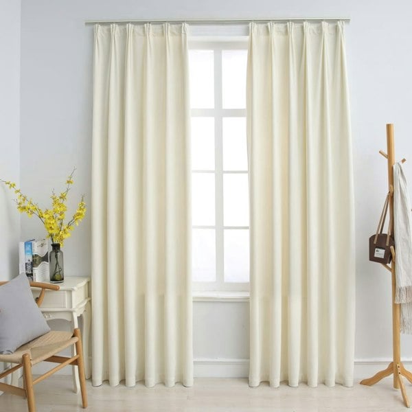 Berkfield Blackout Curtains 2 pcs with Hooks Velvet Cream 140x175 cm