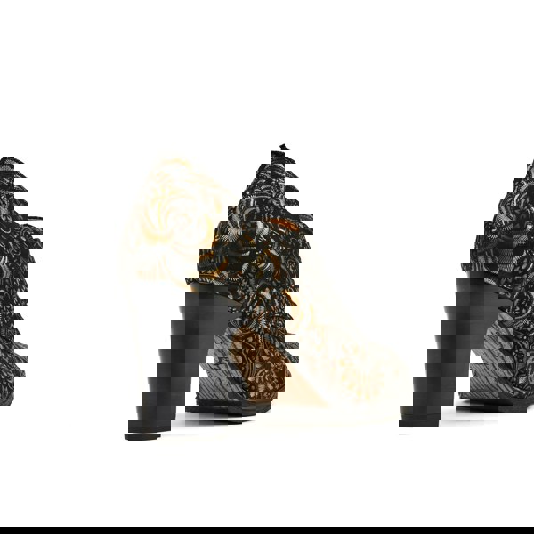 Embassy London Roulette - Gold feathers - Women's leather heeled oxford lace-up