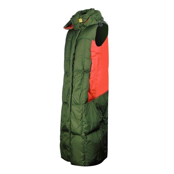 Parajumpers Lory Green Long Hooded Vest Down Jacket S