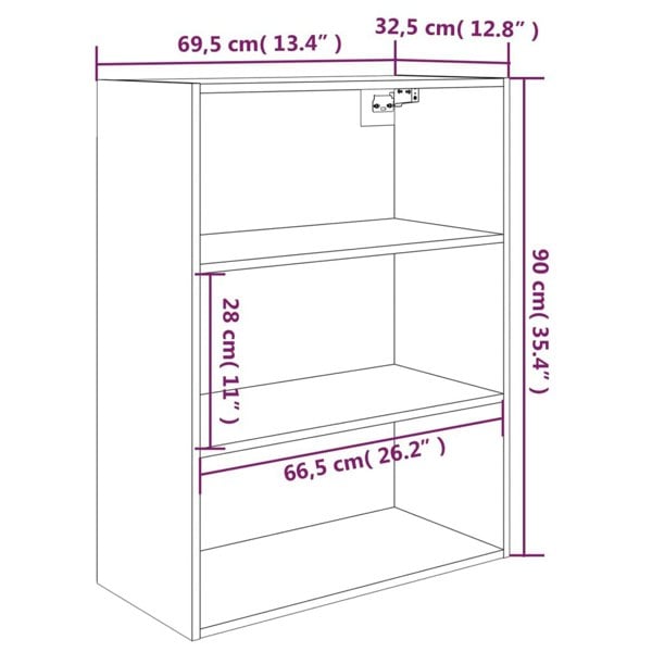Berkfield Hanging Wall Cabinet Brown Oak 69.5x32.5x90 cm