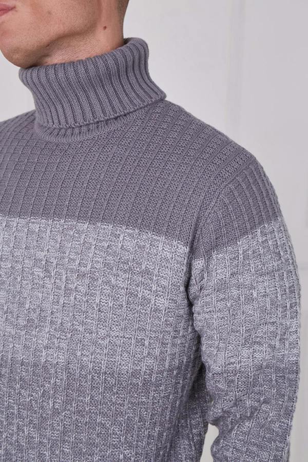 Men's Textured Roll Neck Jumper