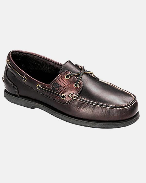 Timberland Mens Classic 2-Eye Leather Boat Shoe - Brown | CHO | Designer Mens Boat Shoes