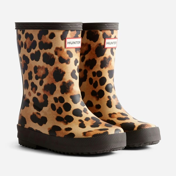 Hunter Girls First Leopard Print Wellington Boots in Brown