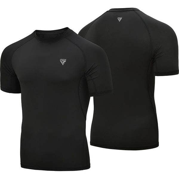 RDX Sports CLOTHING T15 COMPRESSION RASH GUARD BLACK HALF