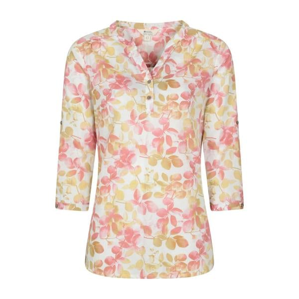Mountain Warehouse Womens/Ladies Petra Leaf Print 3/4 Sleeve Blouse - Coral - 