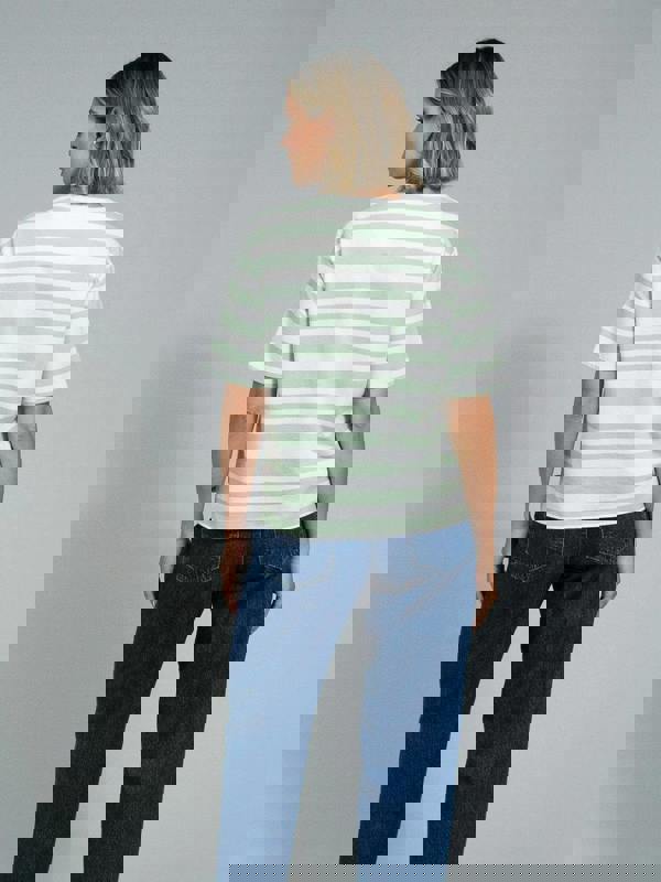 Kite Womens Organic Oxbridge Jersey T-Shirt Soft Sage Stripe