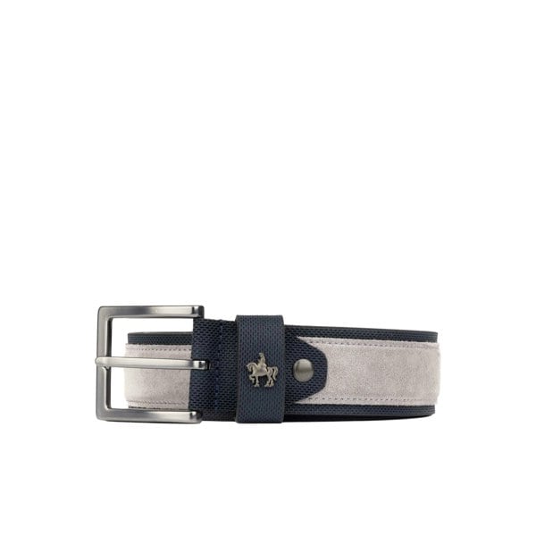 Embassy London Victor - Navy Suede & Light Grey - Men's Italian leather belt