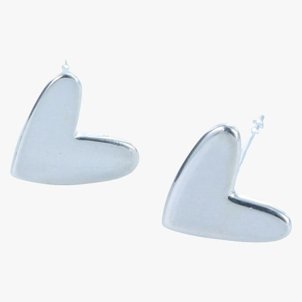 Cariad Heart Sterling Silver Stud Earrings - Reeves & Reeves