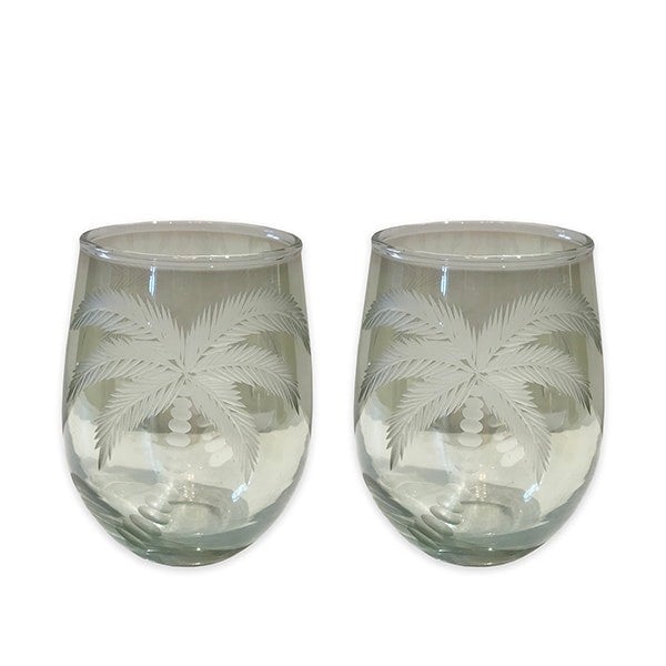 Culinary Concepts Set of Two Palm Etched Glasses