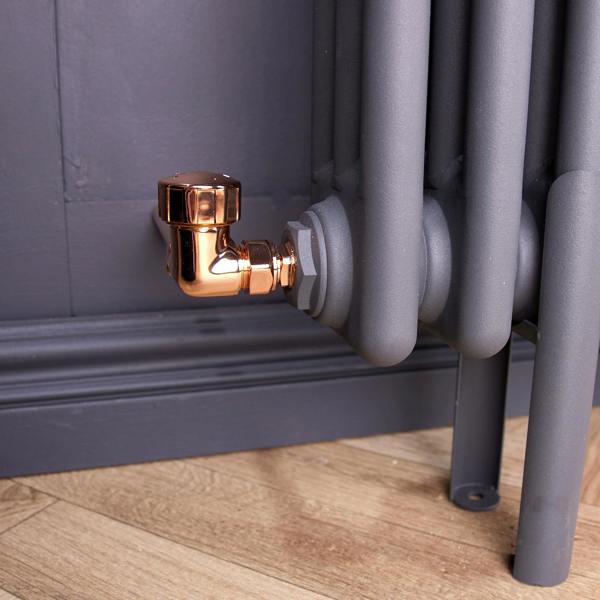 Flode Corner Thermostatic Radiator Valve Pack | 15mm x 1/2" | Copper