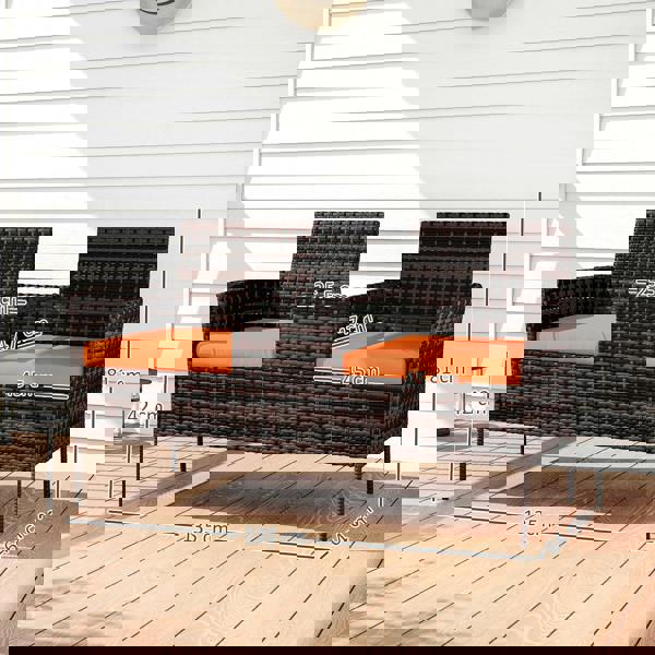 Ratten Loveseat with Built-in Coffee Table