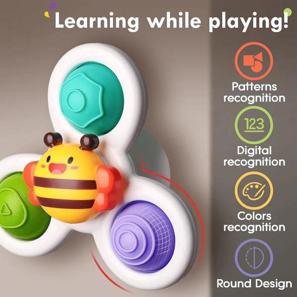 Dyzi Suction Cup Fidget Spinner Sensory Bath Toy Kids Pack of 3