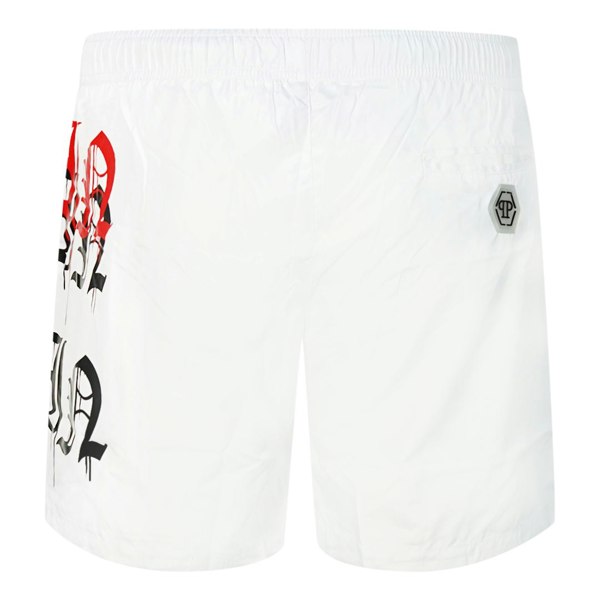 Philipp Plein Melting Logos Swim Shorts - White