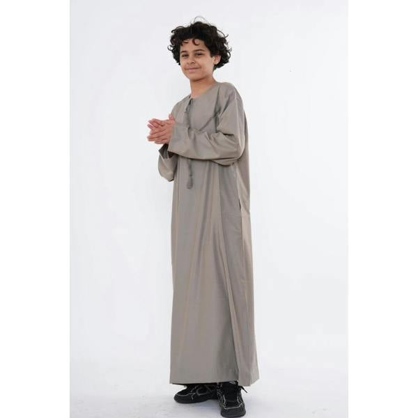 HM10 - Boy's Thobe Emirati Omani Zipped Jubba - Beige - Thobez - 6