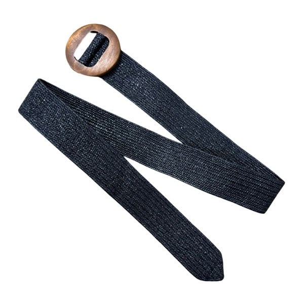 Solis Accessories Chunky Rattan Stretch Belt with Wooden Buckle