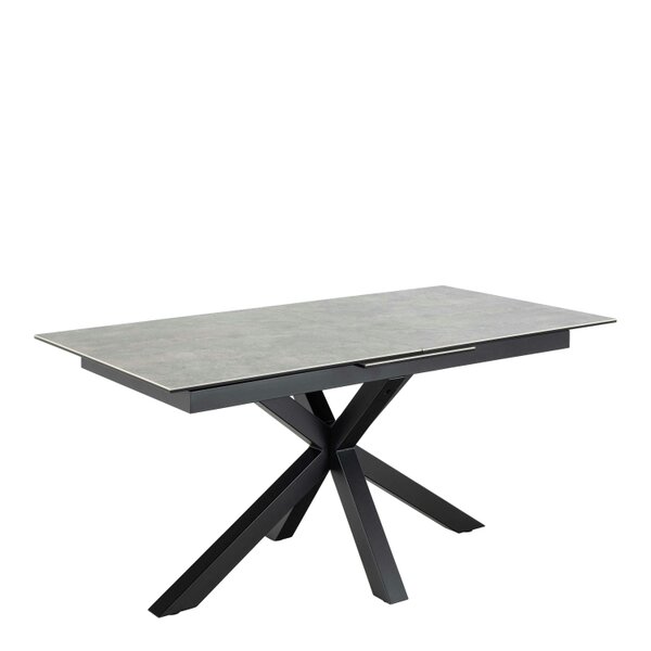 Wyld Haus Perth 168cm Grey Ceramic Extendable Dining Table Industrial Black Metal Legs
