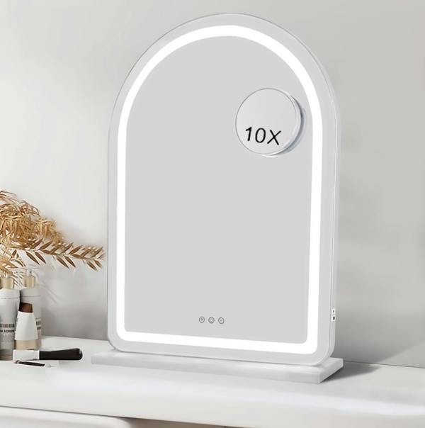 White Metal Frame LED Vanity Dressing Tabletop Mirror 70cm - Soho Collection