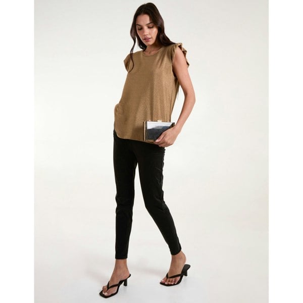 Blue Vanilla Frill Sleeve Metallic Top