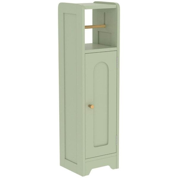 Small Bathroom Storage Cabinet with Toilet Roll Holder - Light Green