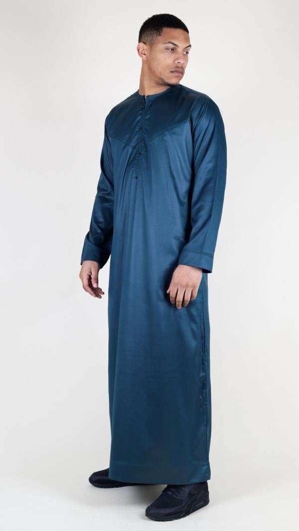 Infinity Leather Men's Thobe Robe Satin Emirati Islamic Jubba Eid Regular Fit