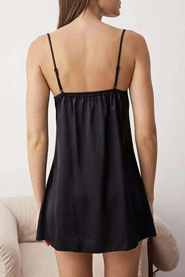 WOVCOR Lace and Ribbon Detail Strappy Satin Woven Nightdress