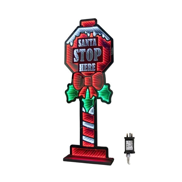 Samuel Alexander 90cm Light up Santa Stop Here Sign Christmas Infinity Decoration with LEDs