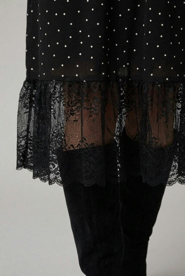 Izabel London Polka Dot Print Lace Hem Midi Dress