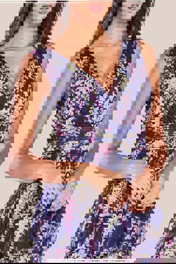 Multilayered Chiffon Maxi Dress - Navy Floral DR3957QZ