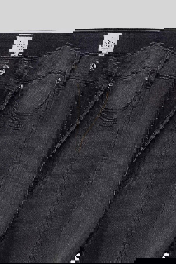 ENORSIA Womens Grey Stretch Flare Jeans