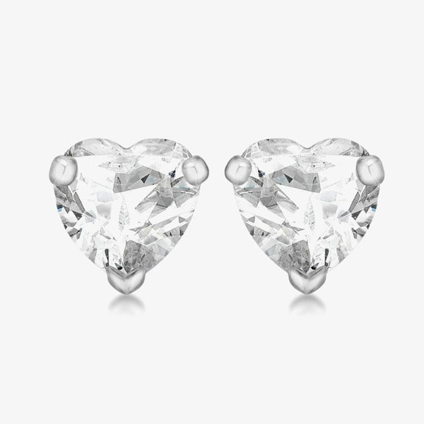 T. H. Baker Sterling Silver Crystal Heart Stud Earrings 8.57.7129