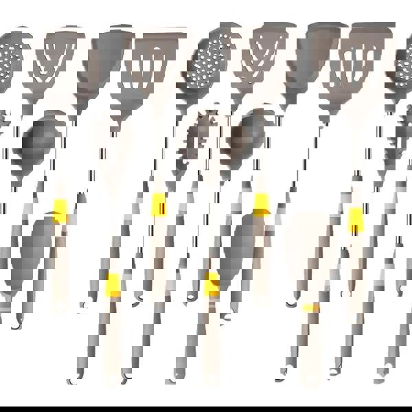 Anygleam Cooking Utensil 6 Set Khaki Heat Resistant Tools Spatula Kit with 1 Rice Spatula Kitchen Accessories Kitchenware for Nonstick Cookware