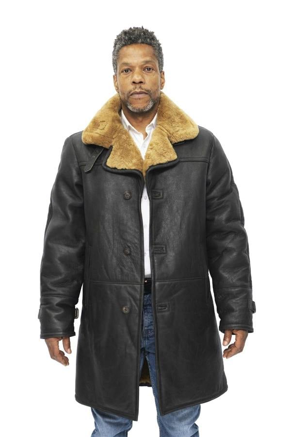 Infinity Leather Mens Warm Shearling Sheepskin Coat-Leiston