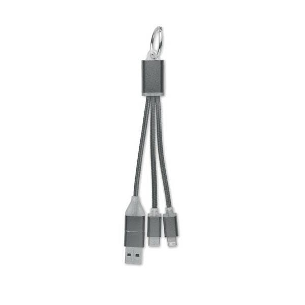 MidOcean 4 in 1 Keyring Charging Cable - Titanium - 