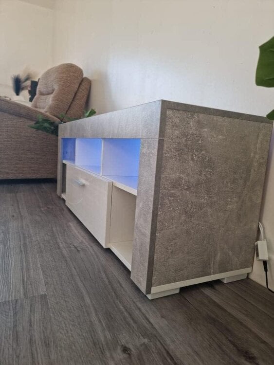 Kosy Koala TV CABINET LED UNIT Stand Body High glossy doors with LED Lights STONE GREY