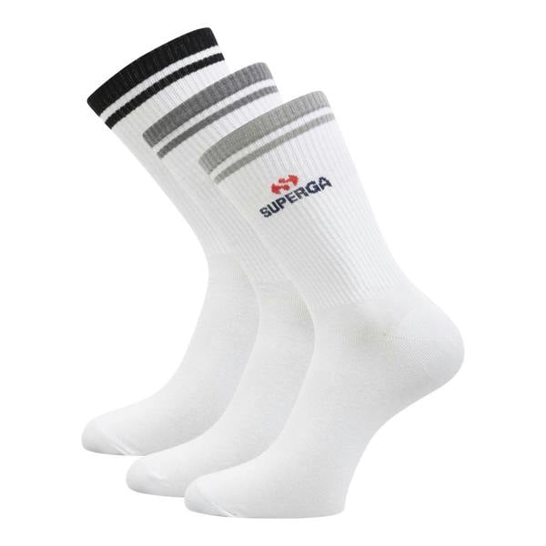 Superga Unisex Adult Ribbed Knitted Socks (Pack of 3) - White - 