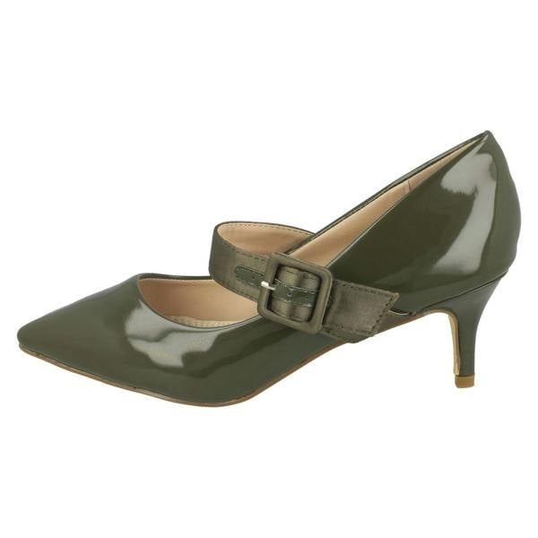 Spot On Ladies Spot On Chunky Buckle Strap Court Shoes F90059
