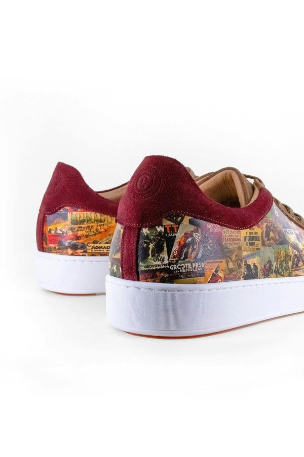 MOTOR RACE PRINT SUEDE AND LEATHER SNEAKERS - Premium Men's Patterned Shirt by Claudio Lugli | Bold Design, Tailored Fit, Best Printed Shirts