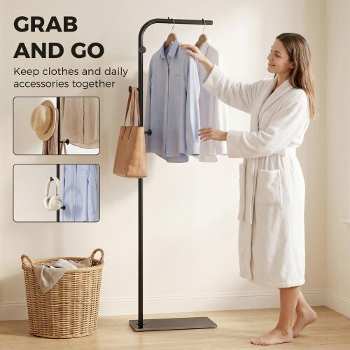 HOMCOM Modern Garment Rack with Marble Base, Black