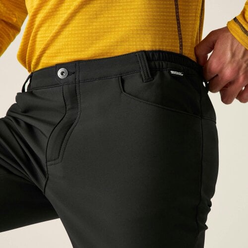 Regatta Mens Fenton Softshell Trousers - Black - 36R - Black - 66% Polyester/30% Recycled Polyester/4% Elastane