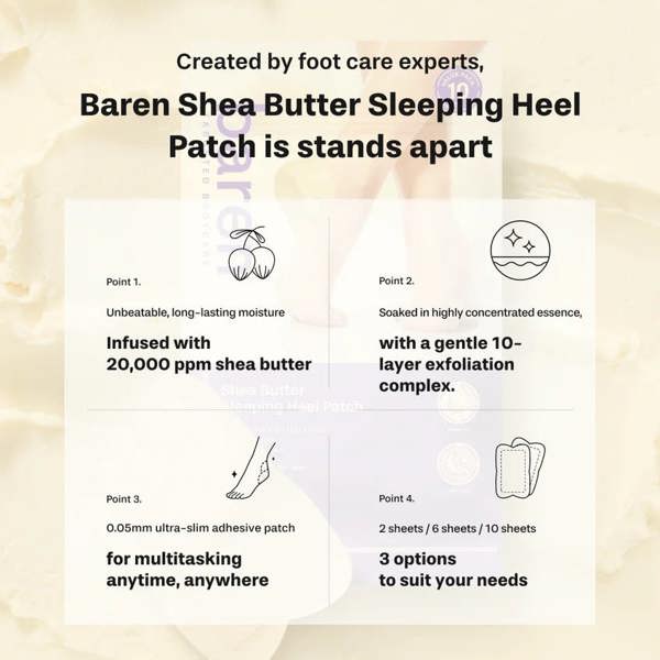 BAREN Shea Butter Sleeping Heel Patch 10pcs