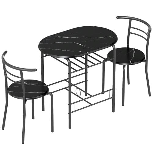 Wyld Haus Tolo Black Compact 3 Piece Dining Table And Chair Set