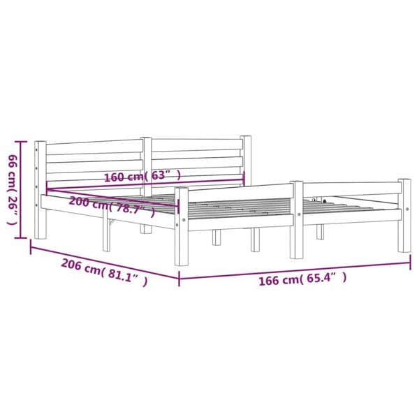 Berkfield Bed Frame White Solid Pinewood 160x200 cm