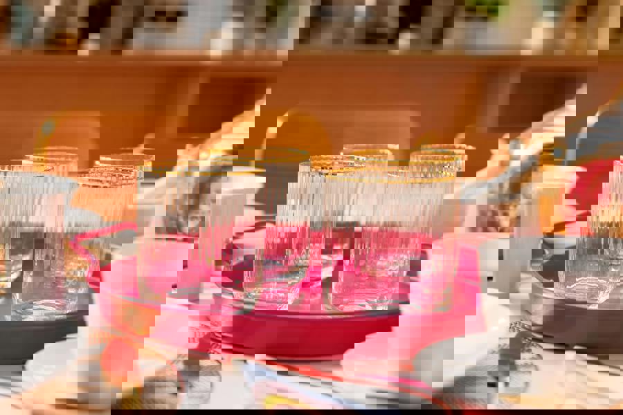 Mikasa Sorrento Ridged Crystal Tumbler Glasses, Set of 4, 400ml