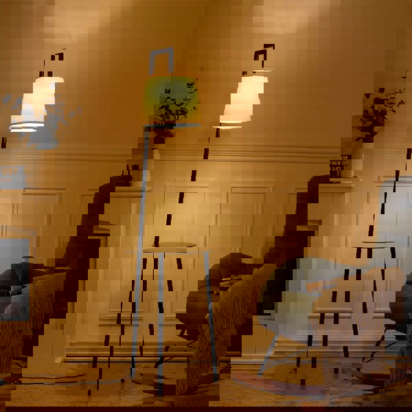 Metal Tray Table Floor Lamp with Linen Lampshade Floor Lamps Living and Home