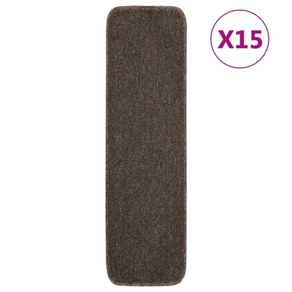 Berkfield Anti Slip Stair Mats 15 pcs 75x20 cm Brown Rectangular